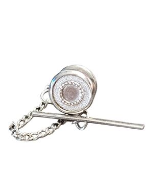 Vintage Swank Silvertone T-Bar Tie Tack with Chain